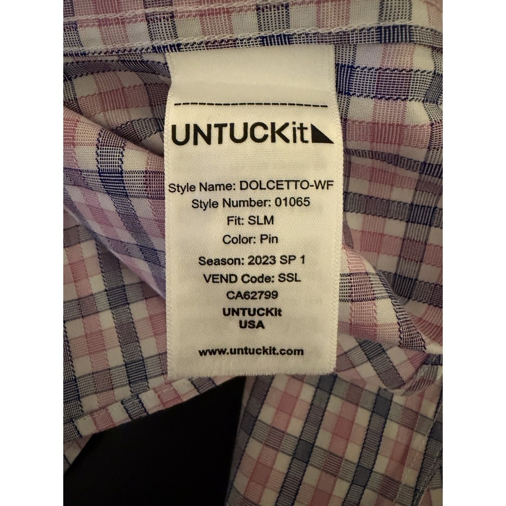 UntuckIt Dolcetto Shirt Men's Slim Large Plaid 100% Cotton Long Sleeve Button Up - Picture 4 of 5